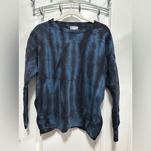Sundry Evereve Women’s 1 S Blue Black Tie Dye Zip Crew Neck Pullover‎ Sweatshirt